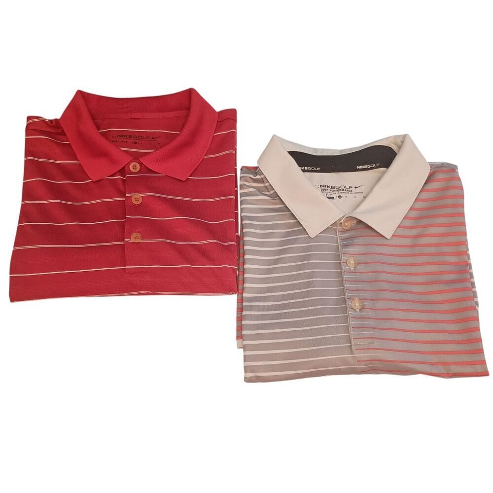 Lot of 2 Men's Nike Dry Fit Short Sleeve Polo Style Golf Shirts Size XL